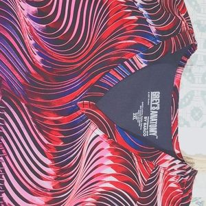 Funky burgundy,  pink, purple, and red 2x Greys Anatomy by Barco scrub top